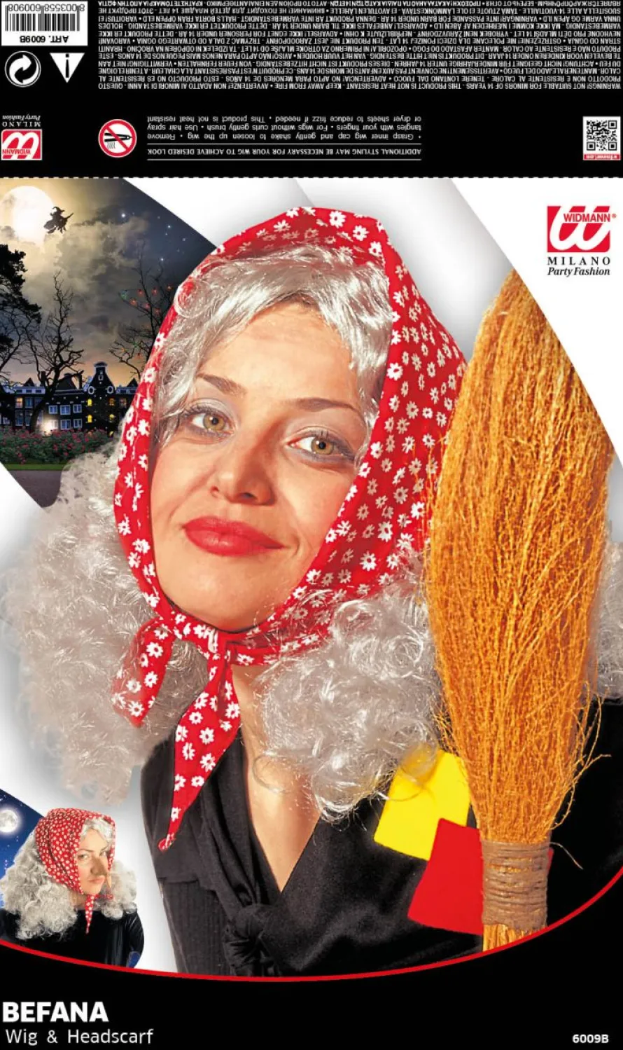 Peruka siwa z chustą BABA JAGA