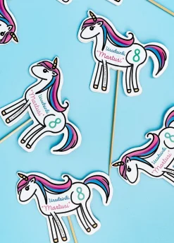 Pikery na babeczki personalizowane JEDNOROŻEC urodziny unicorn (6szt.)