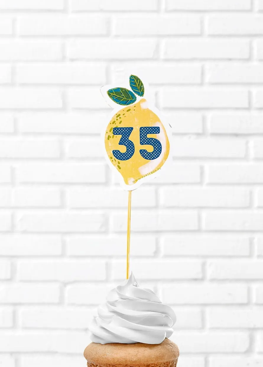 Pikery personalizowane LEMON PARTY dekoracja na tort urodzinowy (8szt.)