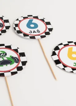 Pikery urodzinowe DLA FANA SAMOCHODÓW personalizowane (6szt.)