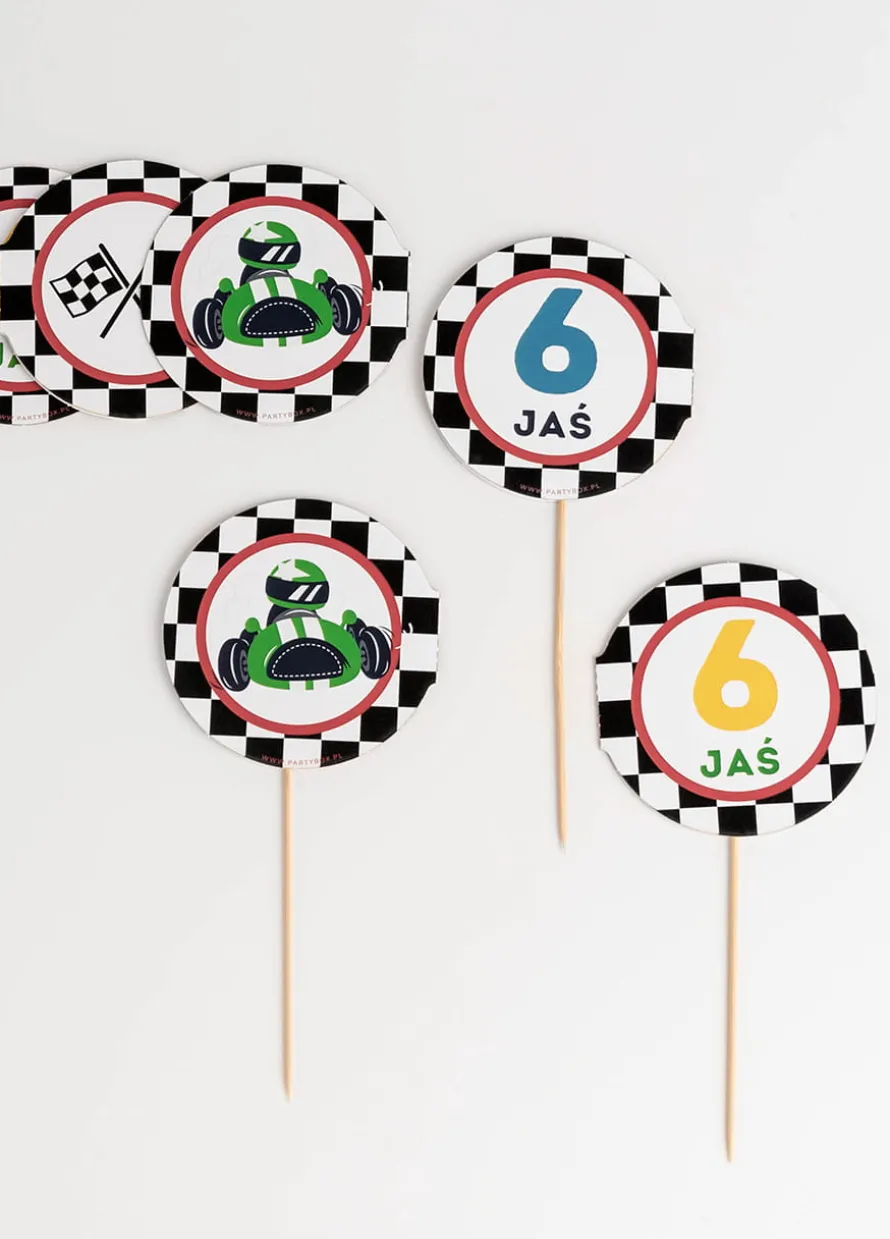 Pikery urodzinowe DLA FANA SAMOCHODÓW personalizowane (6szt.)