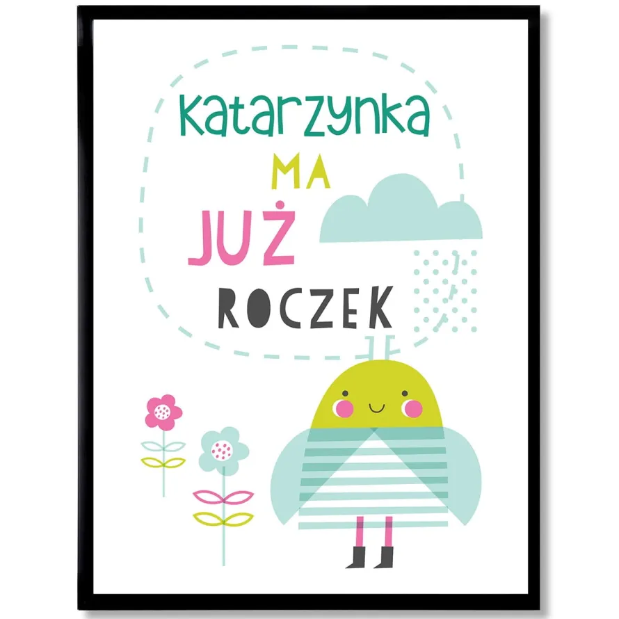 Plakat personalizowany 31x41 cm PREZENT NA ROCZEK DZIEWCZYNKI