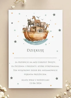 Podziękowania za przybycie na chrzest ARKA NOEGO