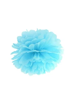 Pompon dekoracyjny z bibuły BŁĘKITNY 25cm