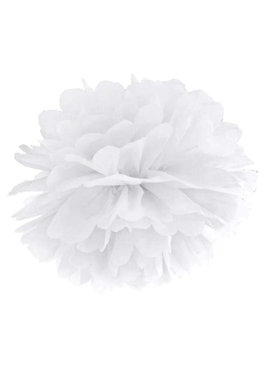 Pompon z bibuły BIAŁY 35cm