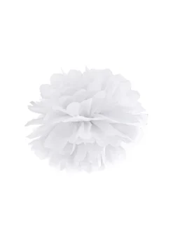 Pompon z bibuły BIAŁY 25cm