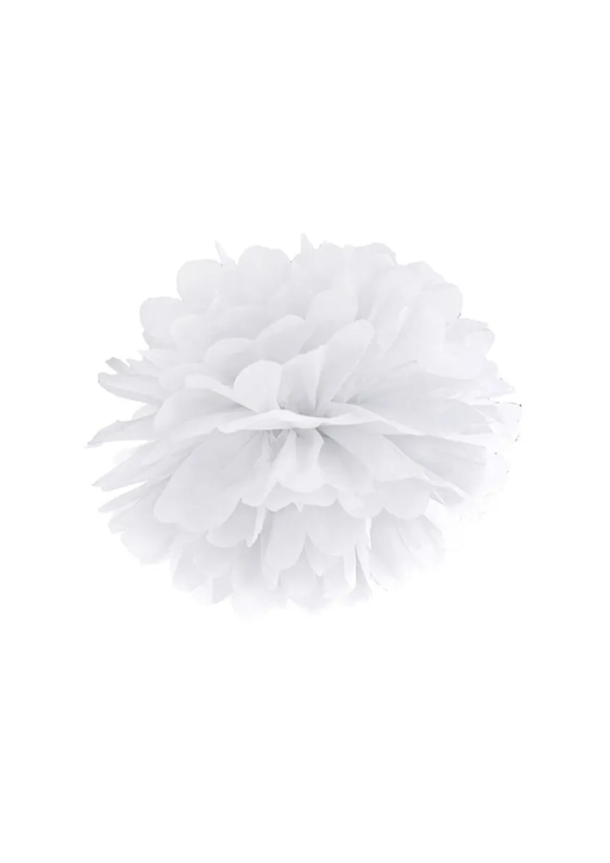 Pompon z bibuły BIAŁY 25cm
