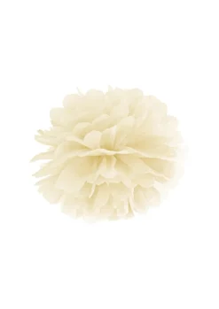Pompon z bibuły KREMOWY 25cm