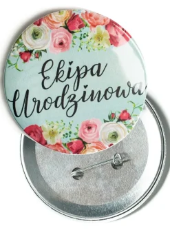 Przypinka dla gości EKIPA URODZINOWA 7,5 cm