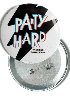Przypinka na wieczór kawalerski PARTY HARD 7,5cm