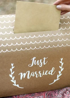 Pudełko na koperty z życzeniami JUST MARRIED kraft
