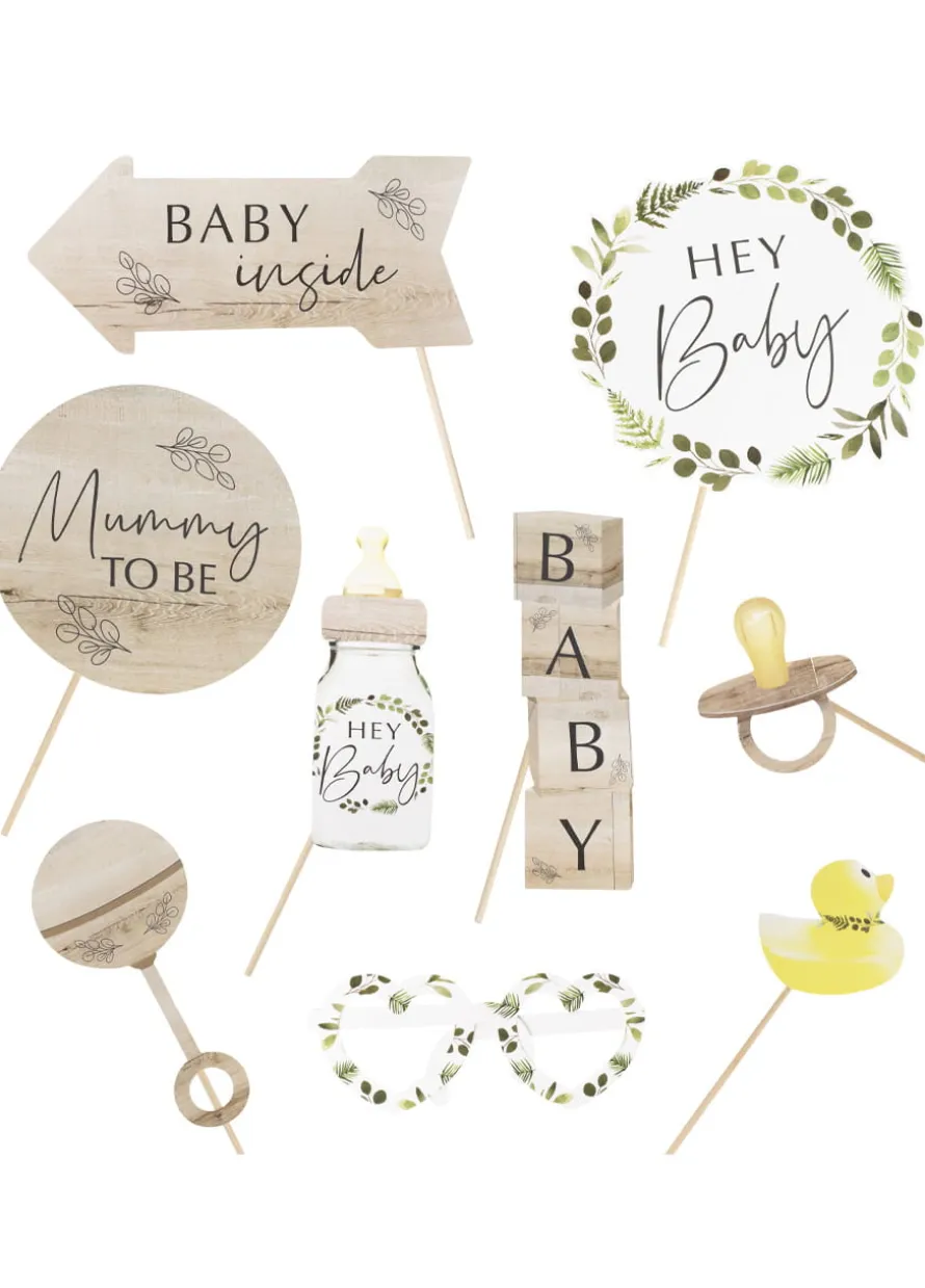 Rekwizyty do fotobudki BOTANICAL gadżety na baby shower (10szt.)