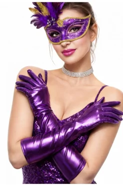 Rękawiczki karnawałowe GLAM fioletowe