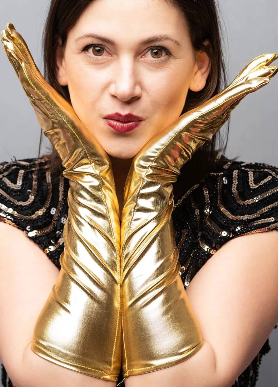 Rękawiczki karnawałowe GLAM złote
