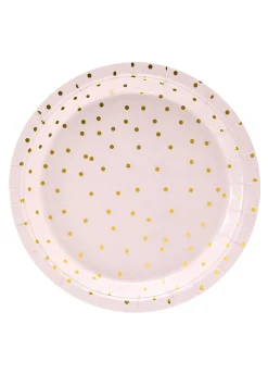 Różowe talerzyki w kropki 18cm (6szt.)