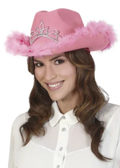 Różowy kapelusz kowbojski z futerkiem PINK GIRL