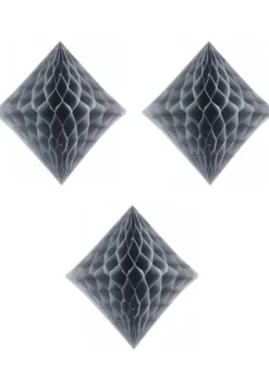 Rozety papierowe DIAMENT szare 20cm (3szt.)