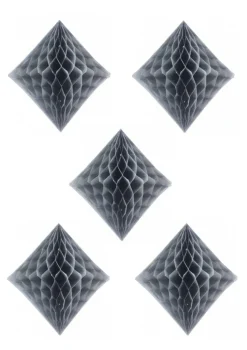 Rozety papierowe DIAMENT szare 10cm (5szt.)