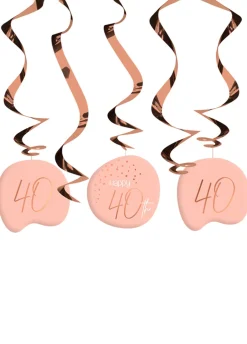 Serpentyna urodzinowa 40 URODZINY Elegant Blush (5szt.)