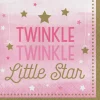 Serwetki na baby shower roczek GWIAZDECZKA różowe (16szt.)