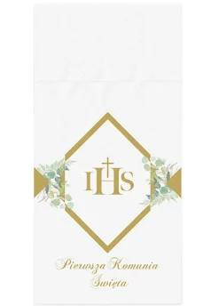 Serwetki na sztućce Komunia Święta eukaliptus (16szt.)