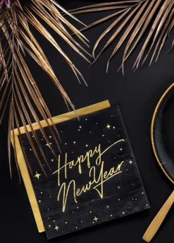 Serwetki sylwestrowe HAPPY NEW YEAR czarne (20szt.)