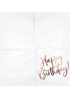Serwetki urodzinowe HAPPY BIRTHDAY różowe złoto 33cm