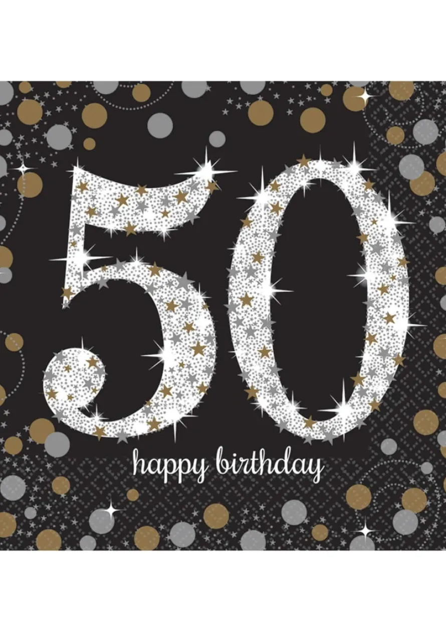 Serwetki urodzinowe 50 HAPPY BIRTHDAY (16szt.)