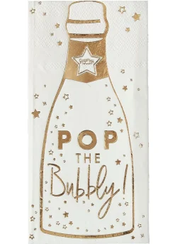 Serwetki ze złotym nadrukiem POP THE BUBBLY (16szt.)