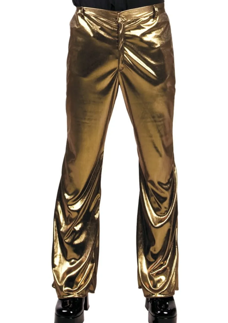 Spodnie męskie dzwony DISCO złote - M/L