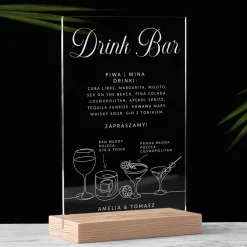 Statuetka plexi MENU DRINKÓW NA WESELE