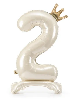 Stojący balon CYFRA 2 perłowy (84cm)