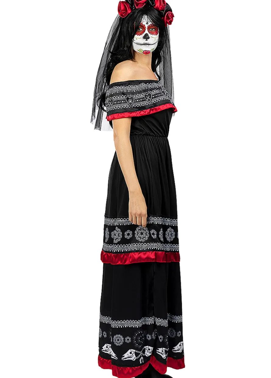 Strój Dia De Los Muertos sukienka Meksykanki - S