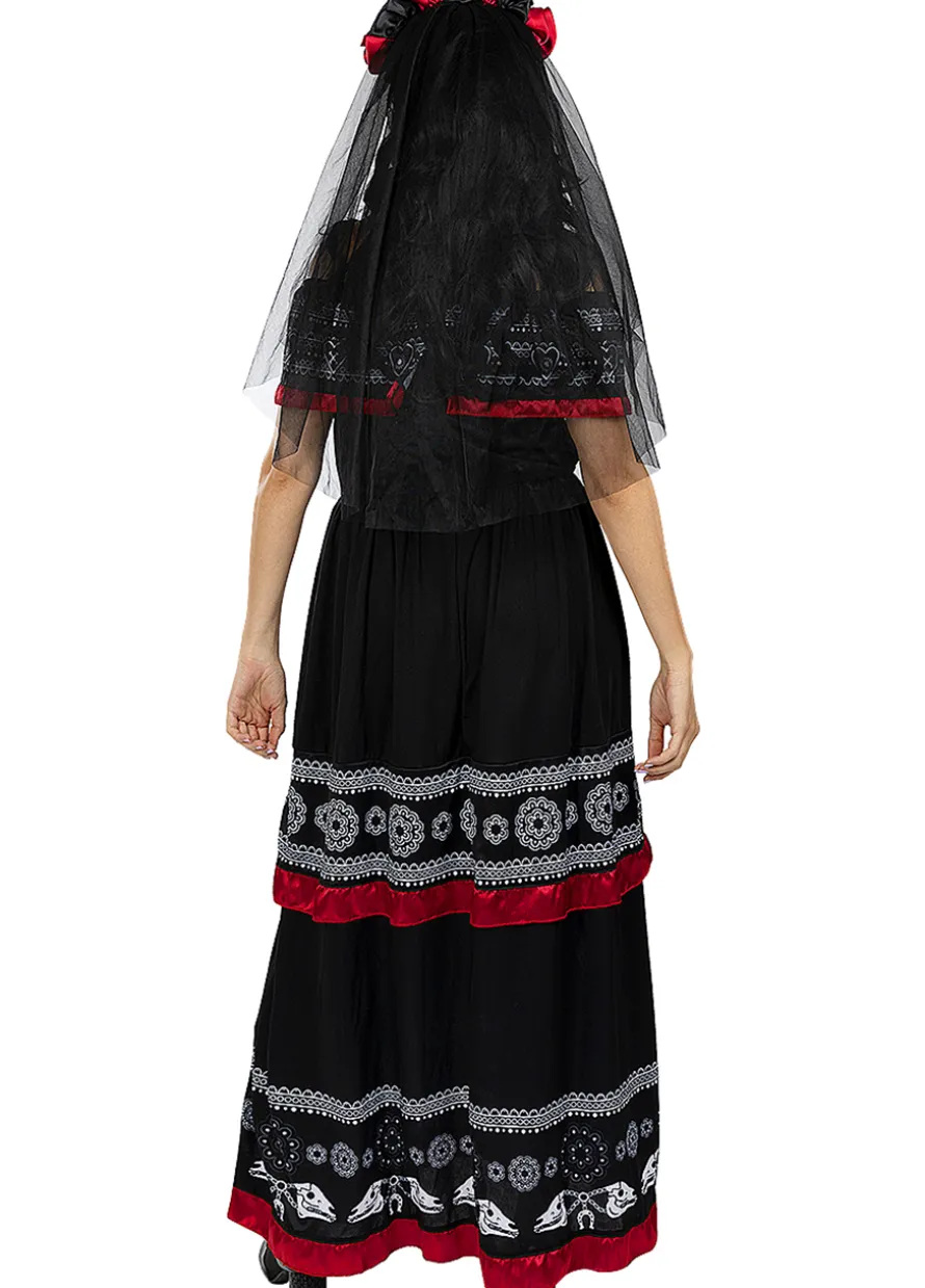 Strój Dia De Los Muertos Sukienka Meksykanki - M