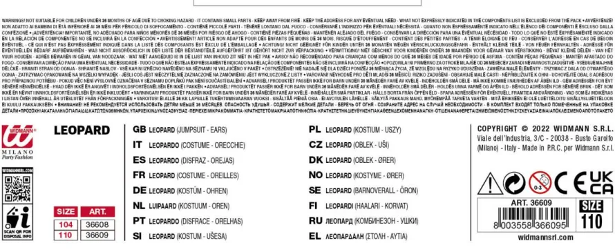 Strój LEOPARDA dla dzieci 3-4 lata