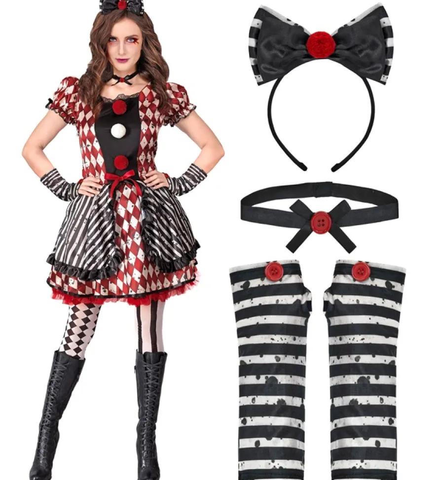 Strój na Halloween damski LALKA HARLEQUIN