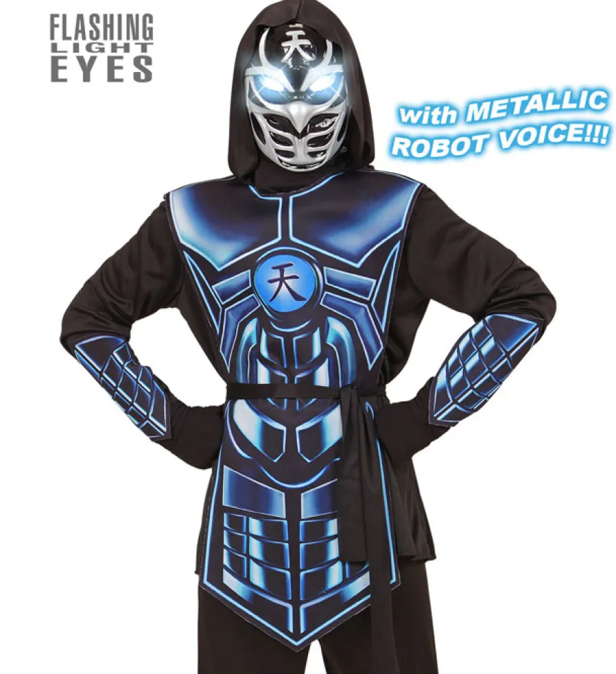 Strój ninja CYBER NINJA ze świecącą maską
