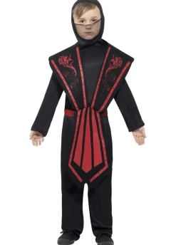Strój NINJA czarno-czerwony dla dziecka