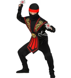 Strój ninja z bronią KOMBAT czerwony