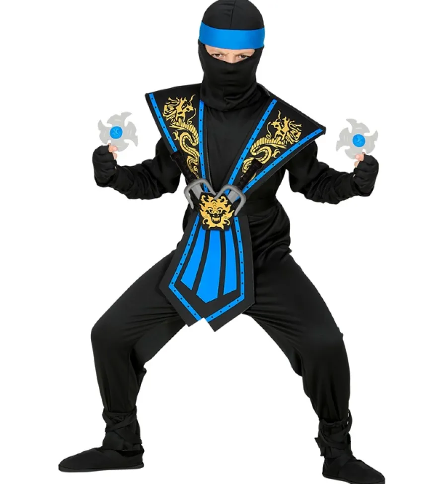 Strój ninja z bronią KOMBAT niebieski