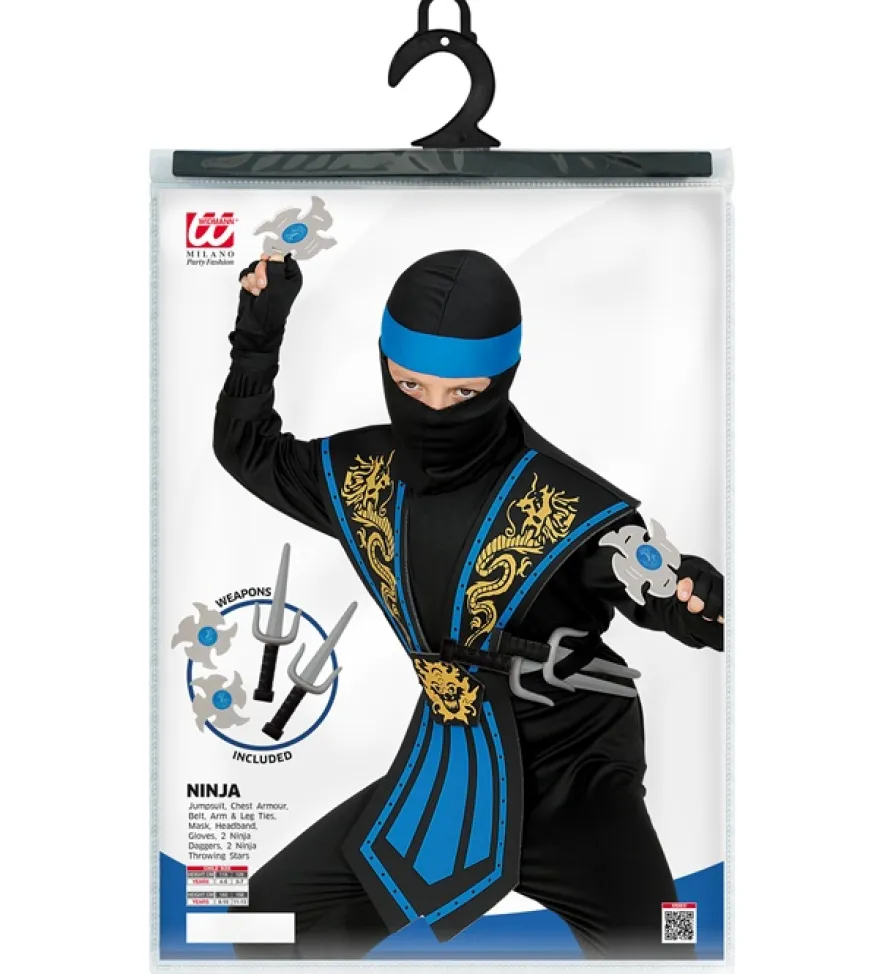 Strój ninja z bronią KOMBAT niebieski