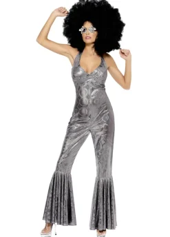 Strój w stylu lat 70 DISCO DIVA srebrny