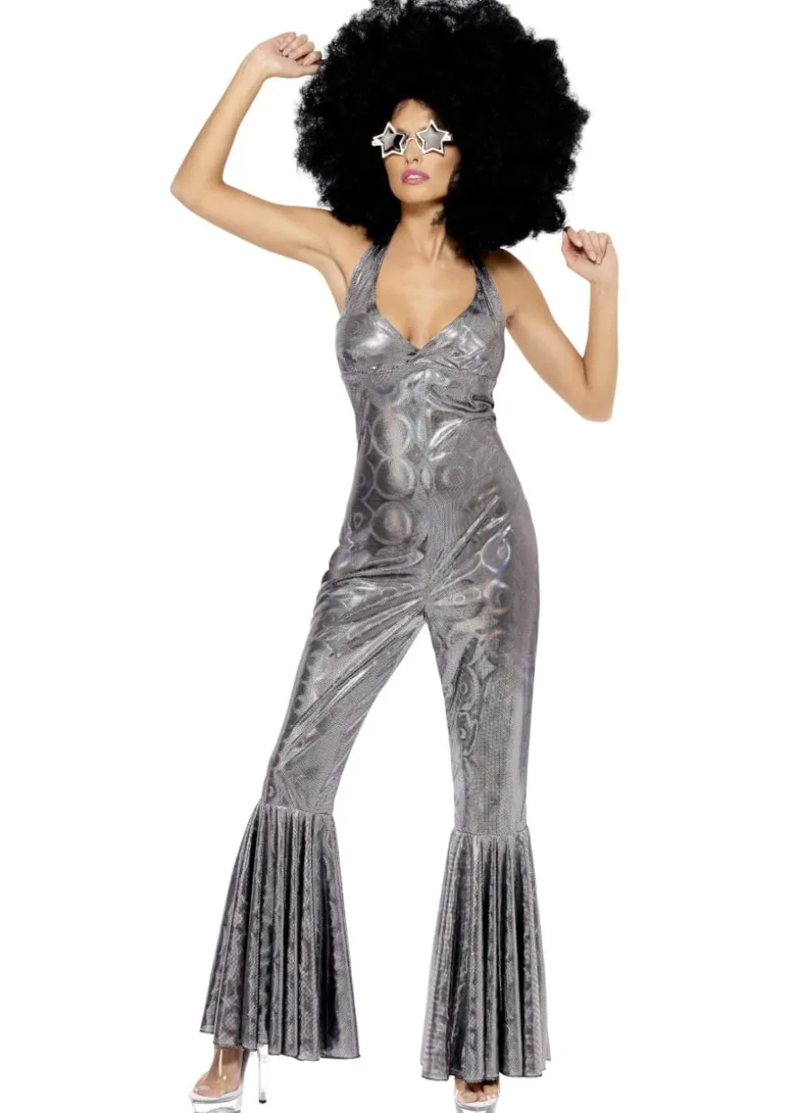 Strój w stylu lat 70 DISCO DIVA srebrny
