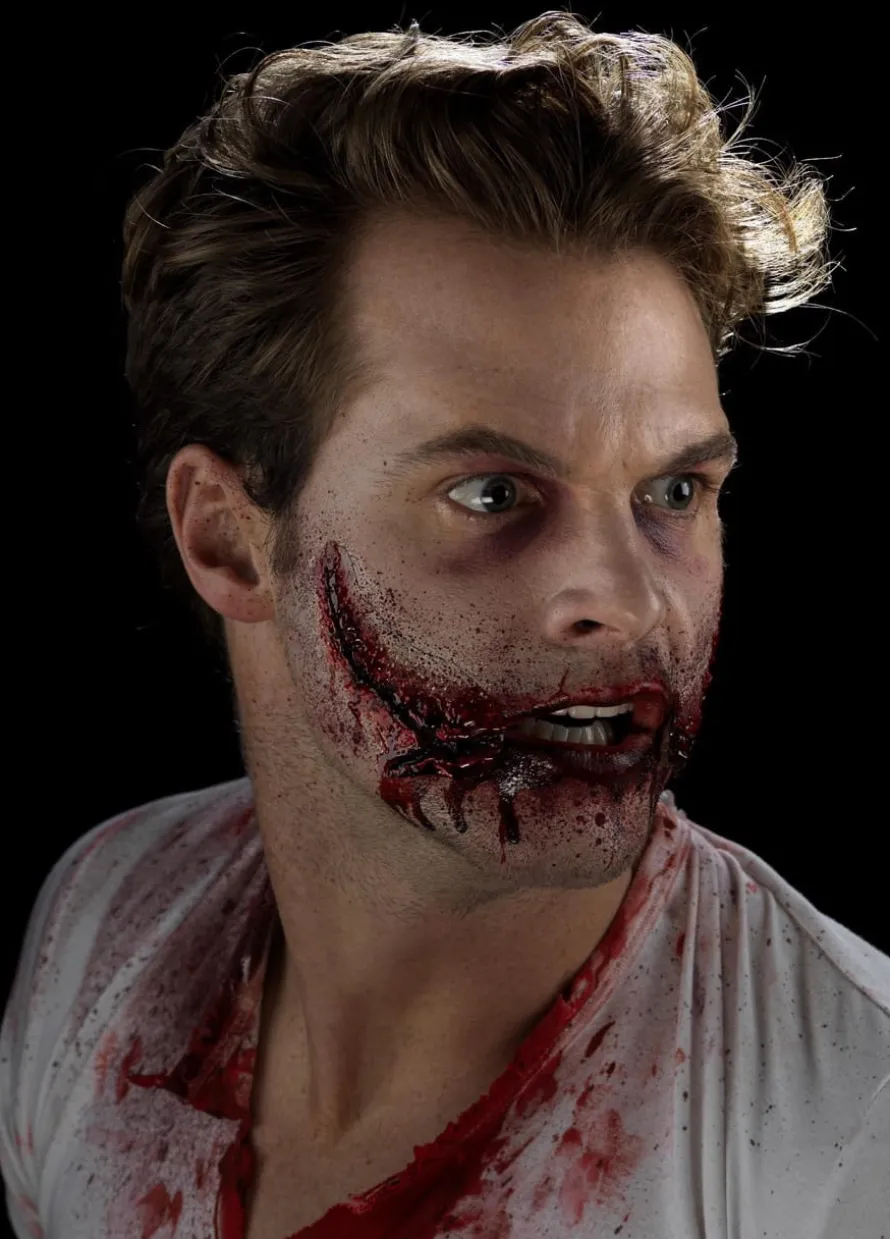 Sztuczne rany KRWAWY UŚMIECH makijaż na Halloween