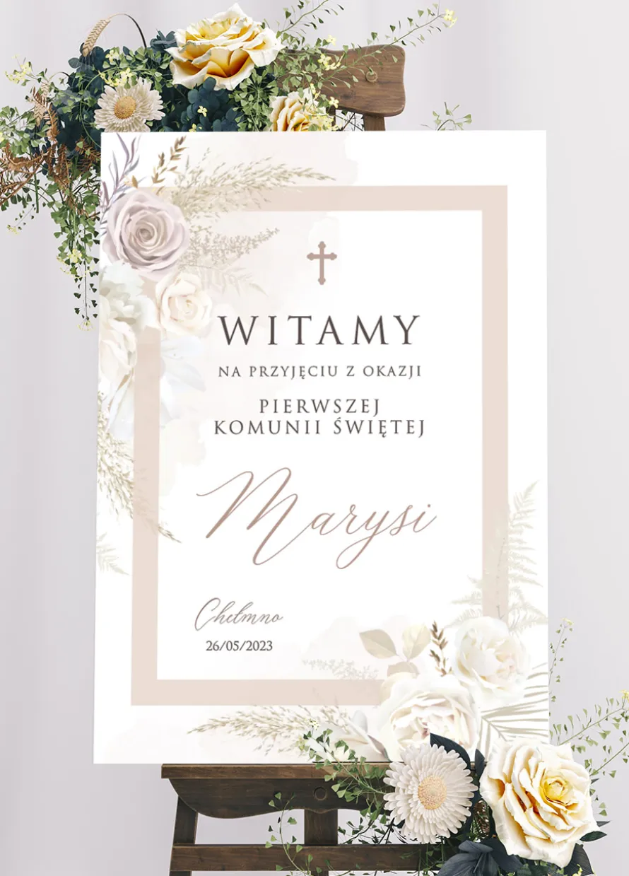Tablica powitalna dla gości NA KOMUNIĘ