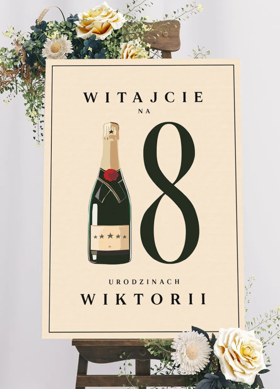 Tablica powitalna na 18 urodziny SZAMPAN