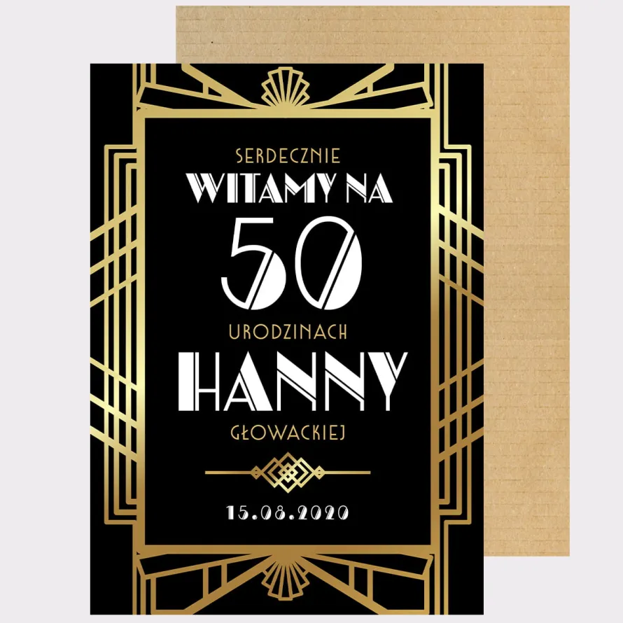 Tablica powitalna personalizowana ART DECO dekoracja na urodziny