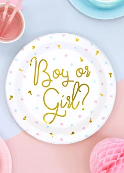 Talerzyki baby shower BOY OR GIRL? 23cm (6szt.)