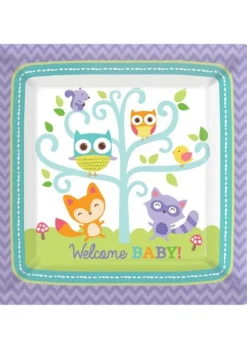 Talerzyki Baby Shower LEŚNE ZWIERZĄTKA duże 26cm (8szt)