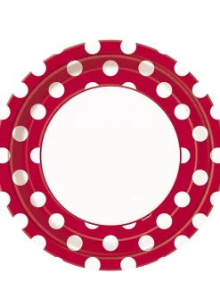 Talerzyki CZERWONE w białe kropki 23cm (8szt.)